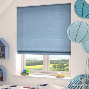 Rèm Roman vải xanh dương